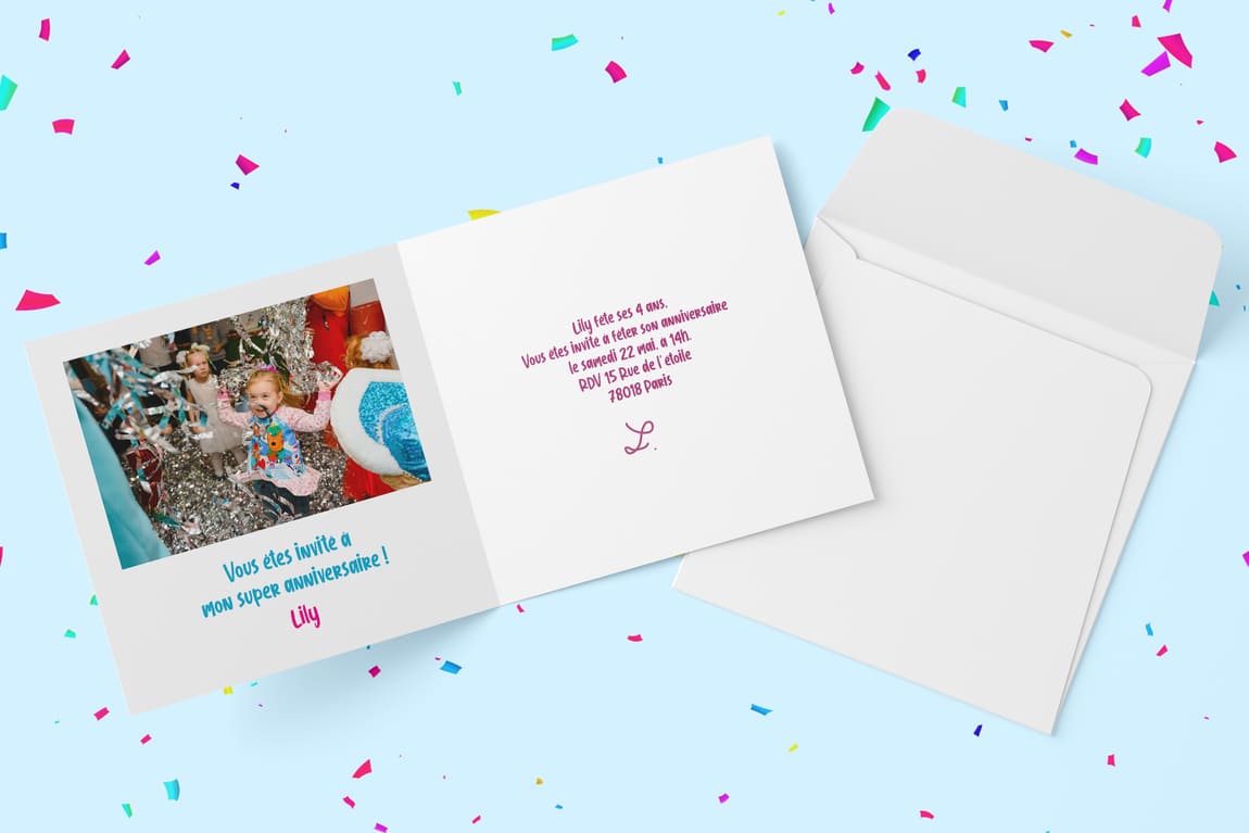 une carte d'invitation anniversaire petite fille