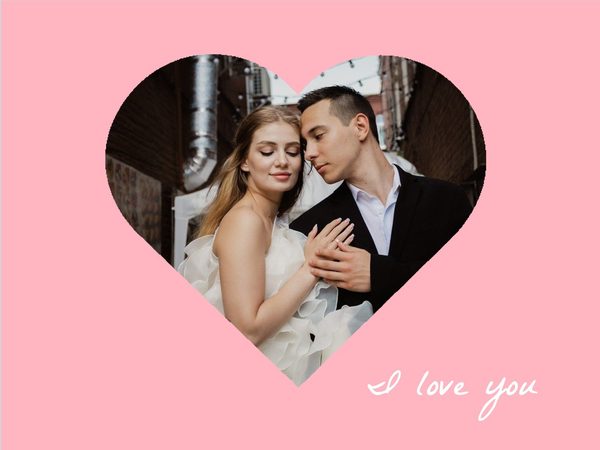 Valentine's card template with a heart-shaped photo