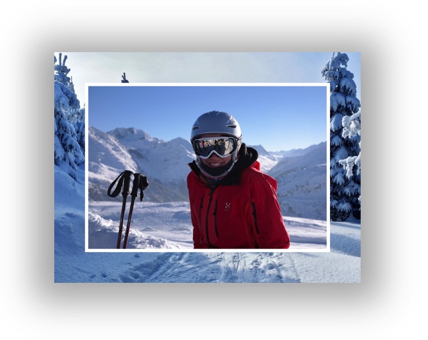 ein Beispiel einer Postkarte vom Skifahren