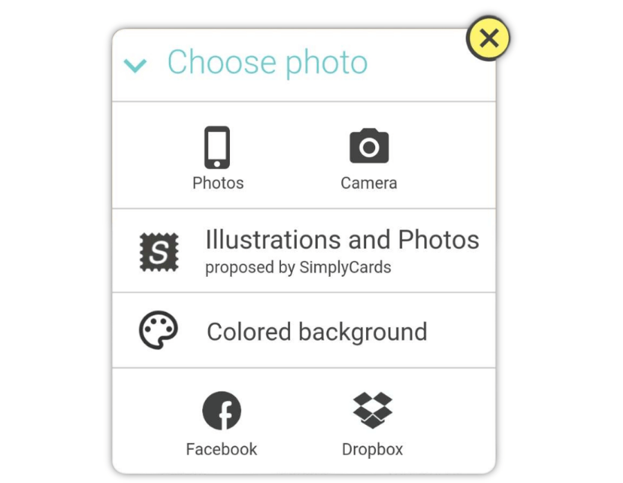picker for choosing a photo for the postcard