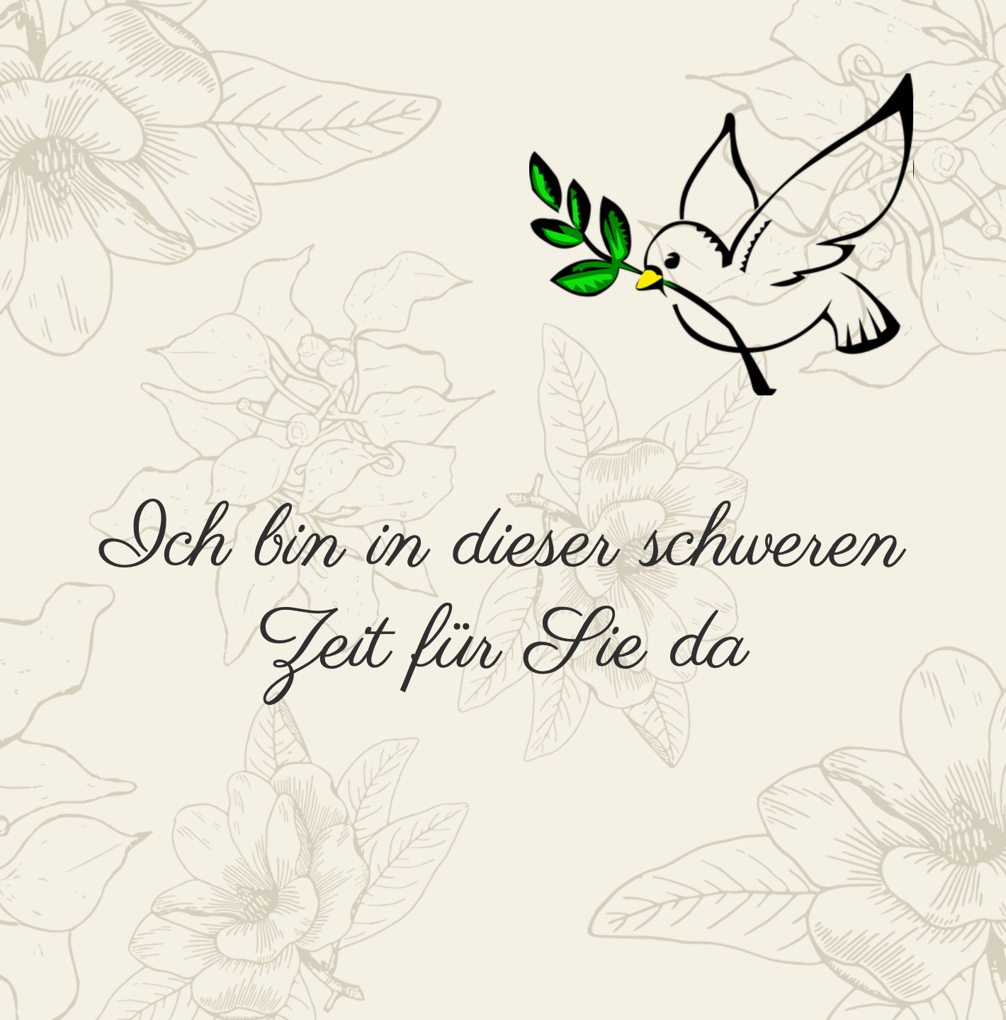 Schlichte Beileidskarte mit beruhigender Botschaft