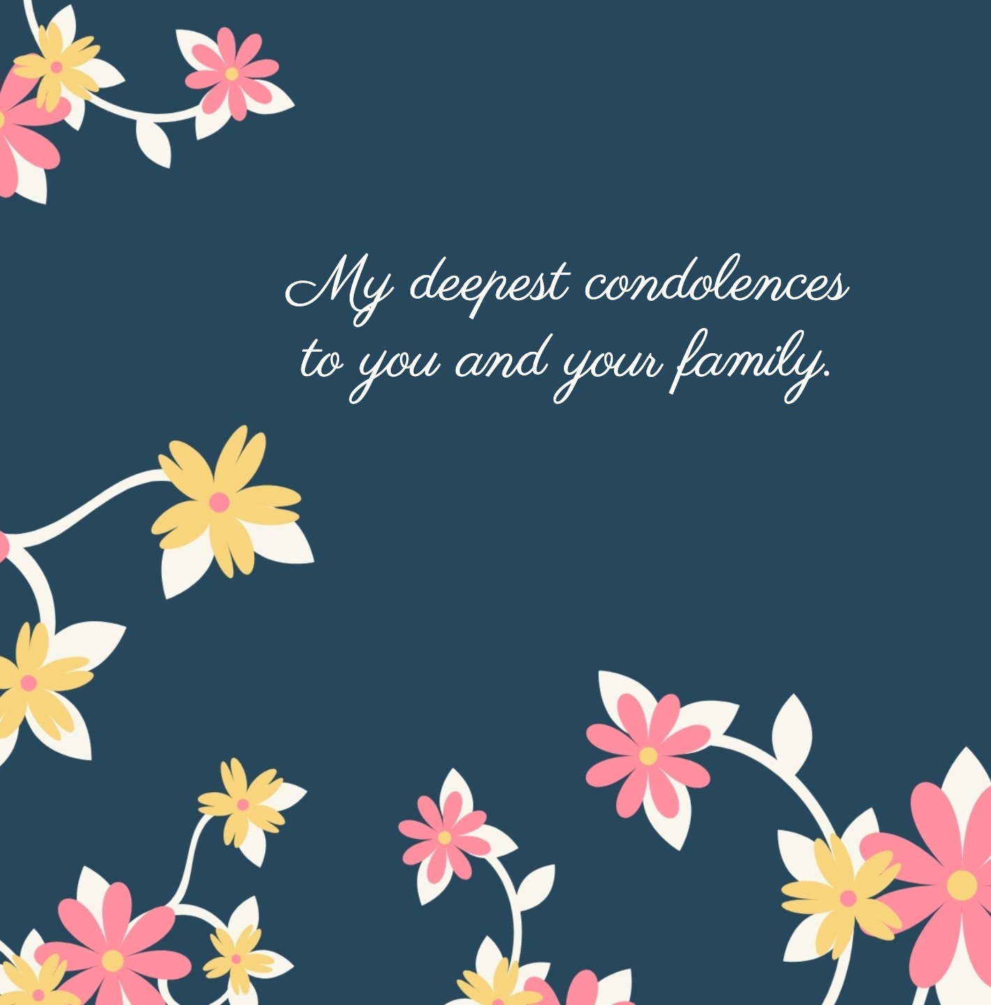Neutral sympathy card with message for family support