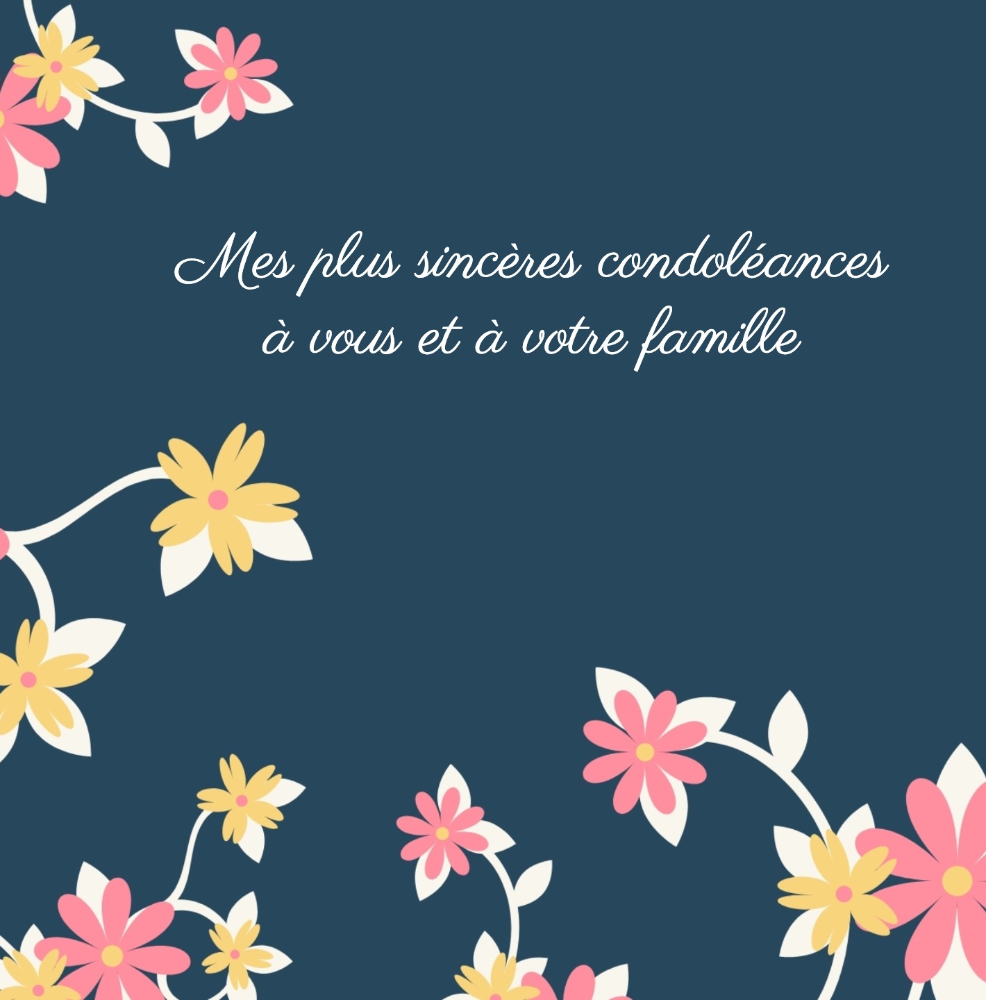 Carte neutre avec message de compassion pour un proche endeuillé