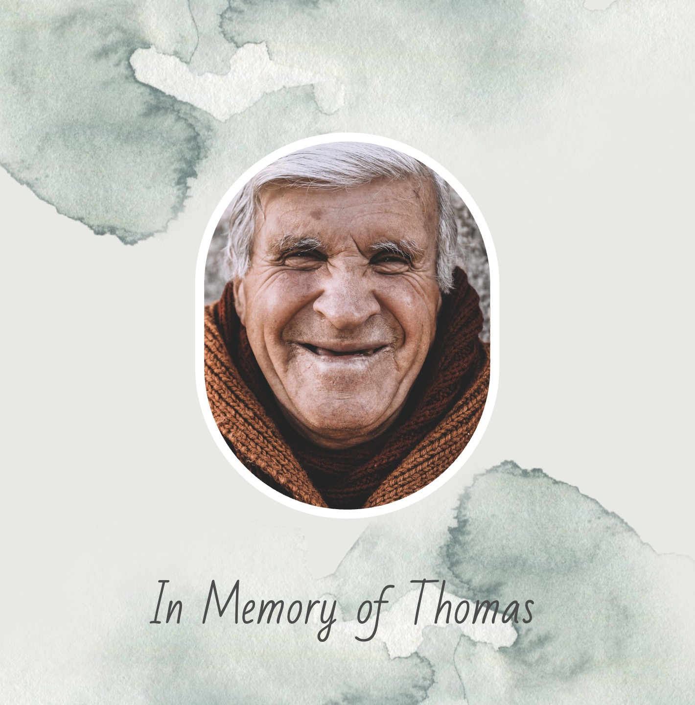 Personalised memorial card with name and peaceful message