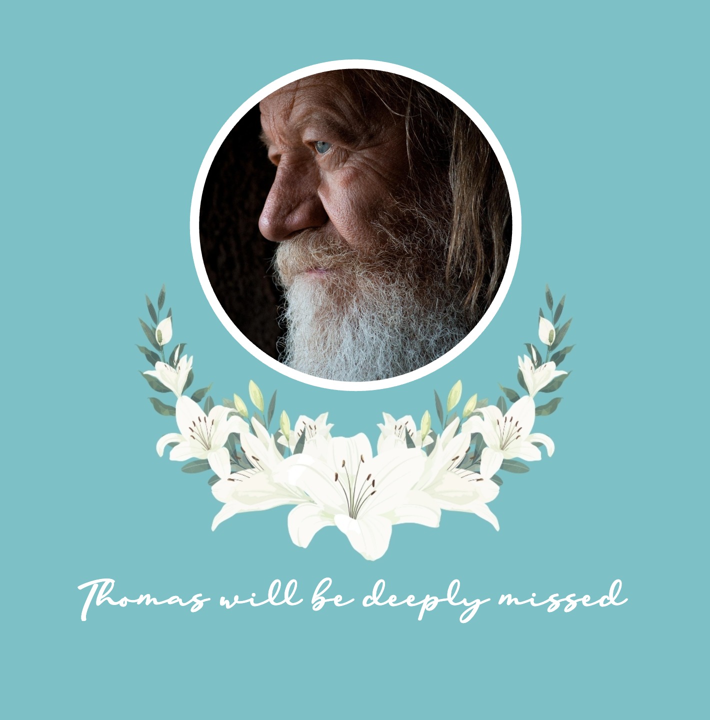 Elegant condolence card with white lily