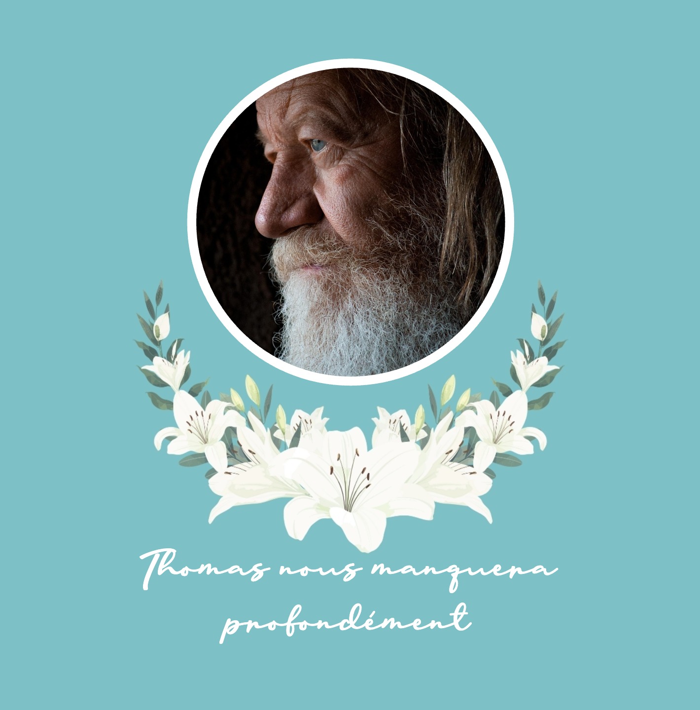 Carte élégante avec lys blanc, symbole de pureté et de paix