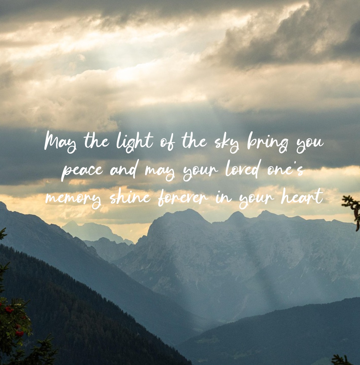 Uplifting sympathy card with bright sky and clouds