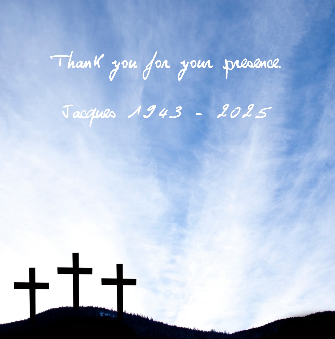 Funeral thank you card for those attending the service