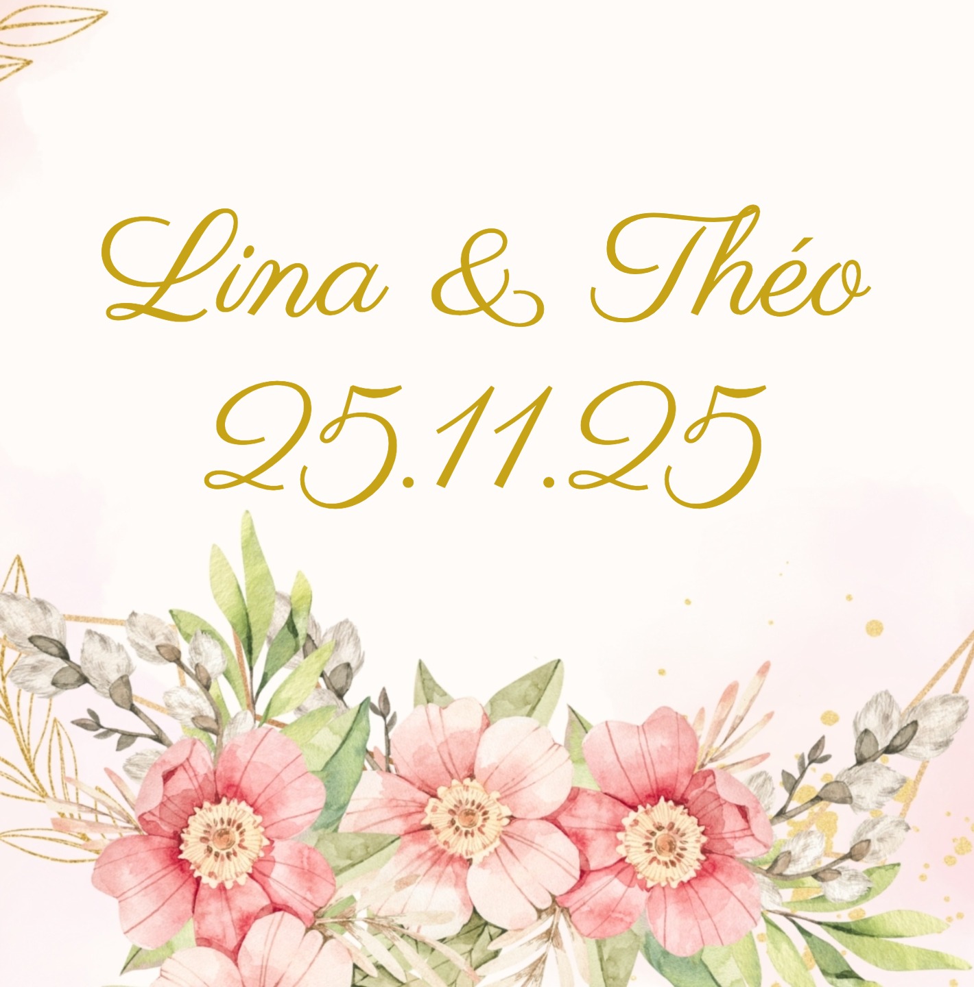 Hochzeitsanzeige mit Blumenmotiv