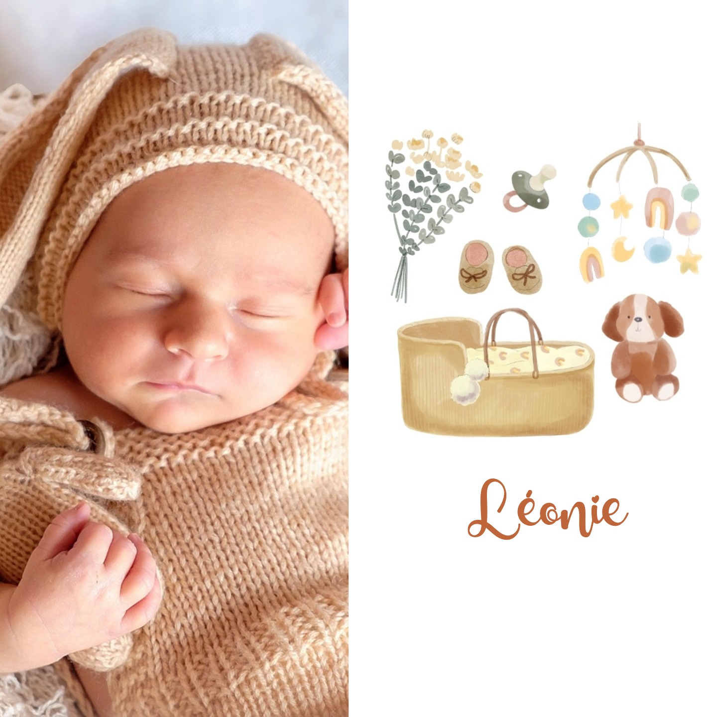 faire-part naissance mignon bébé garçon fille