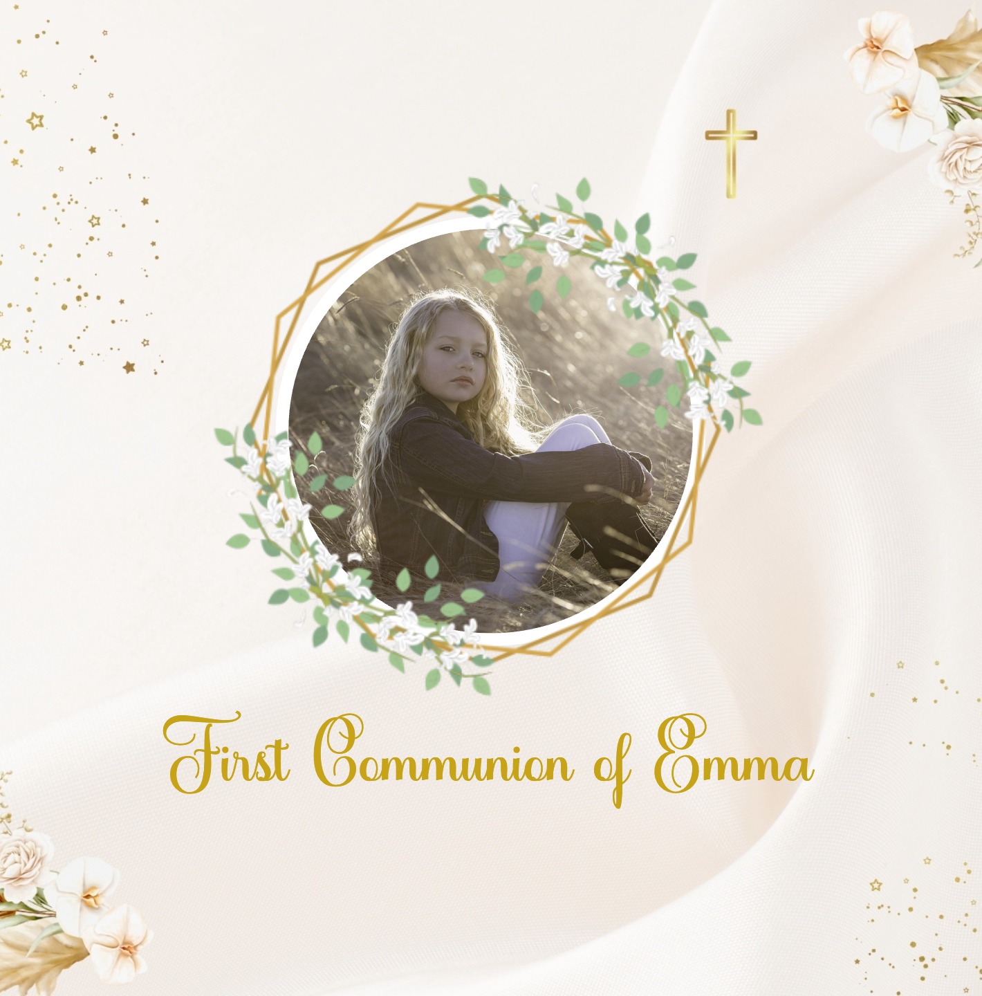 First Communion announcement with child's photo
