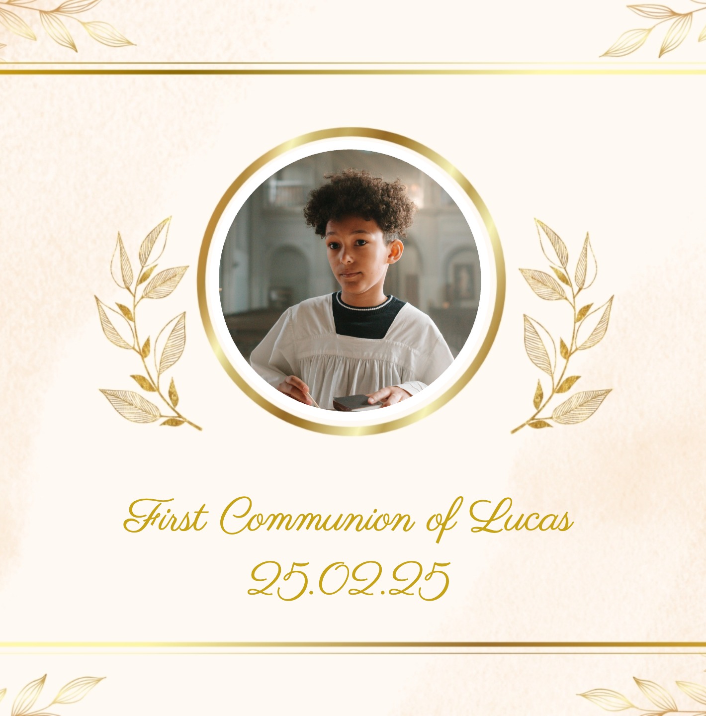 Elegant and refined First Communion announcement