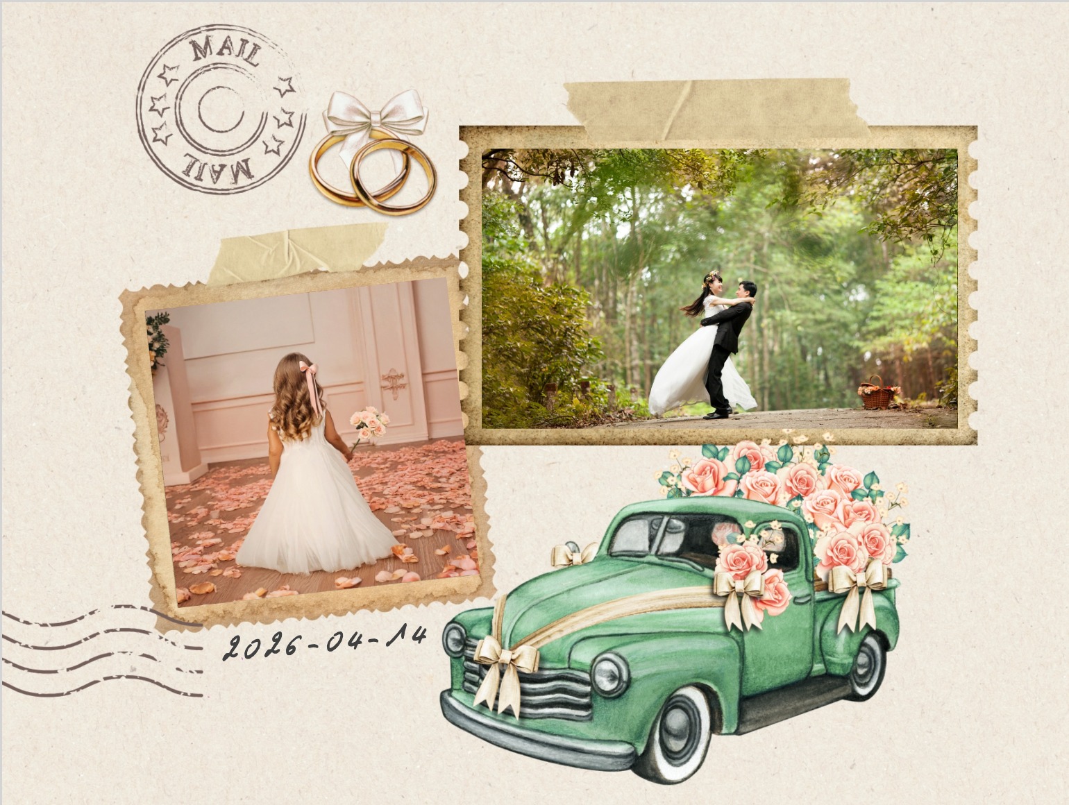 Vintage-Hochzeitseinladung auf Kraftpapier mit Retro-Typografie