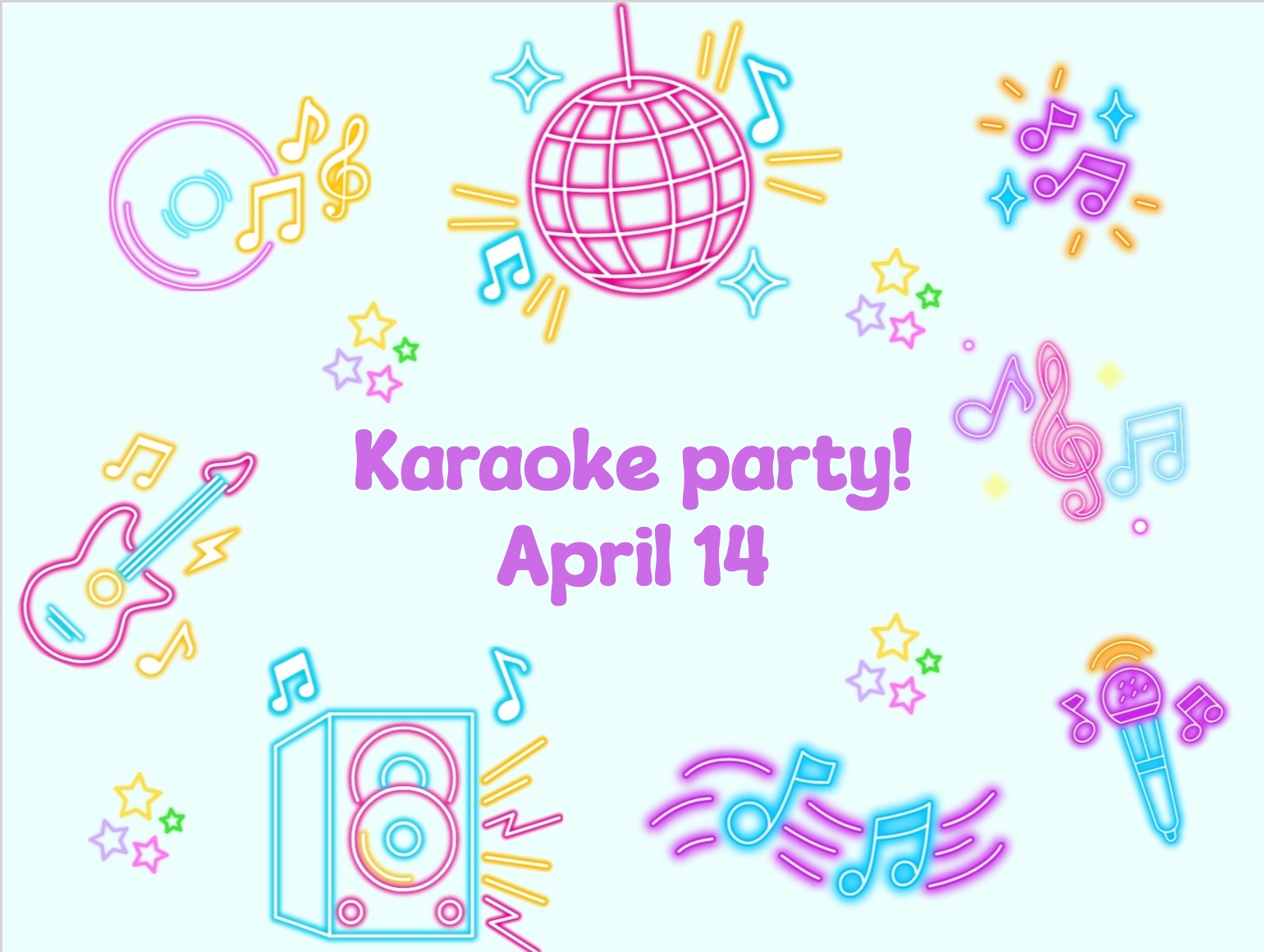 Carte pour soirée karaoké avec micro et notes musicales