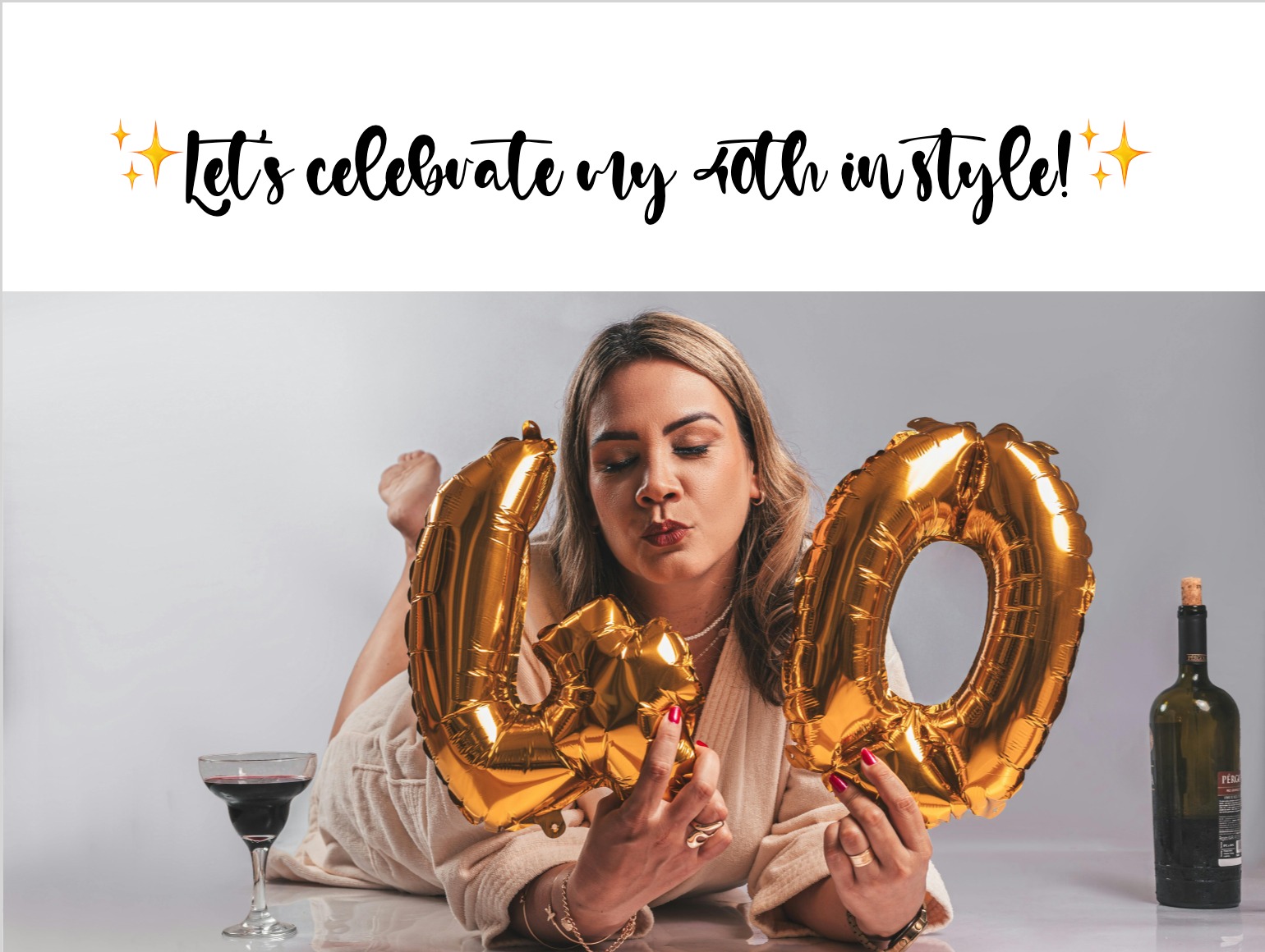Carte d'invitation anniversaire 40 ans avec design chic et minimal
