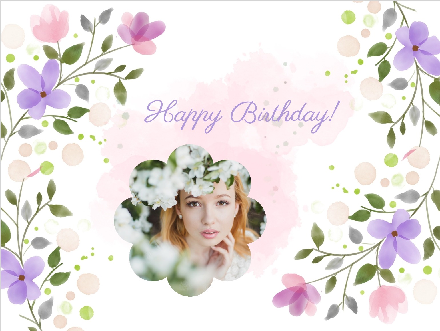 Soft floral birthday card for women with pastel flowers and gentle message