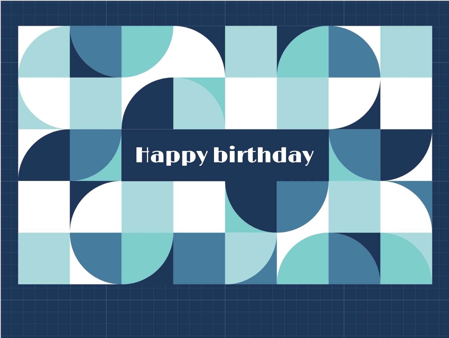 Modern birthday card for women with geometric shapes and soft tones