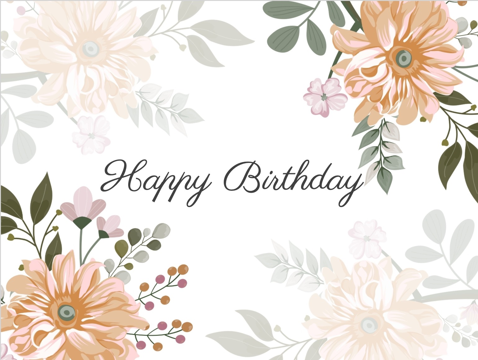 Boho chic birthday card with dried flowers and earthy tones