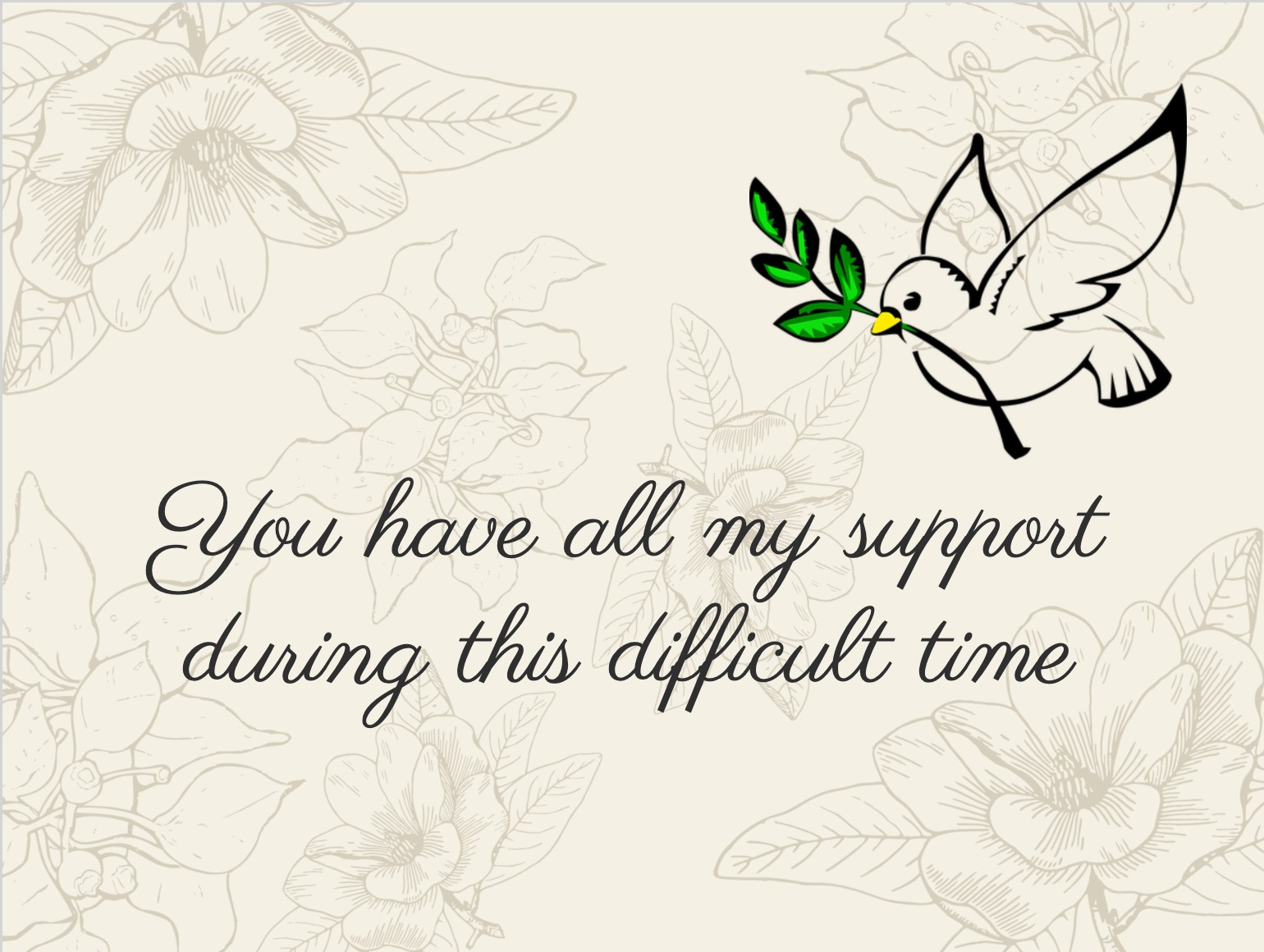 Simple condolence card with thoughtful message