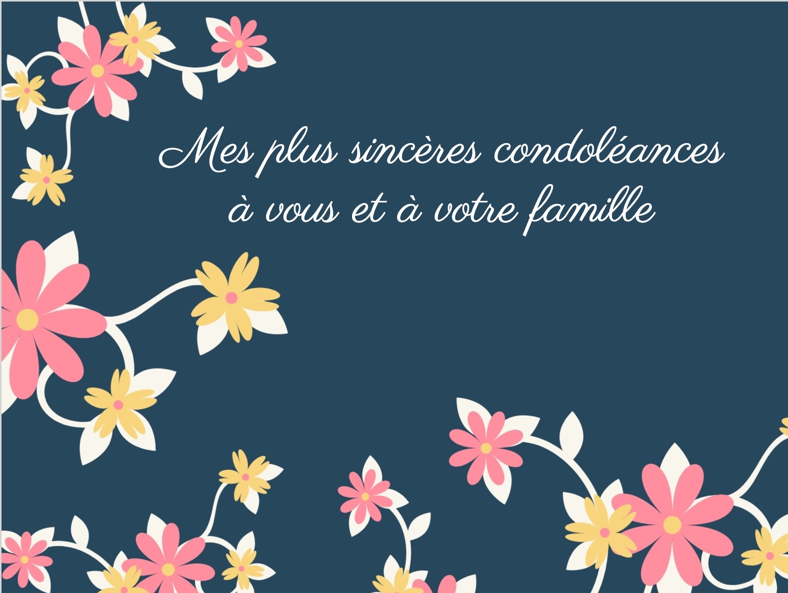 Carte neutre avec message de compassion pour un proche endeuillé