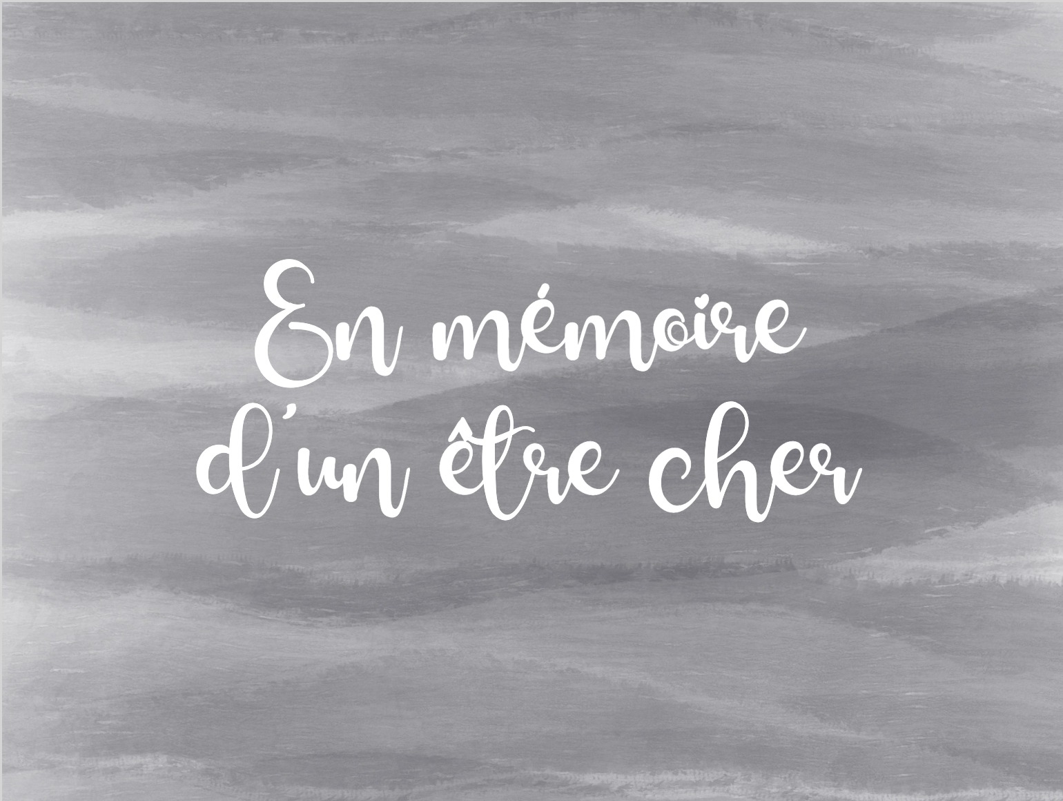 Carte sobre avec fond gris et typographie blanche élégante