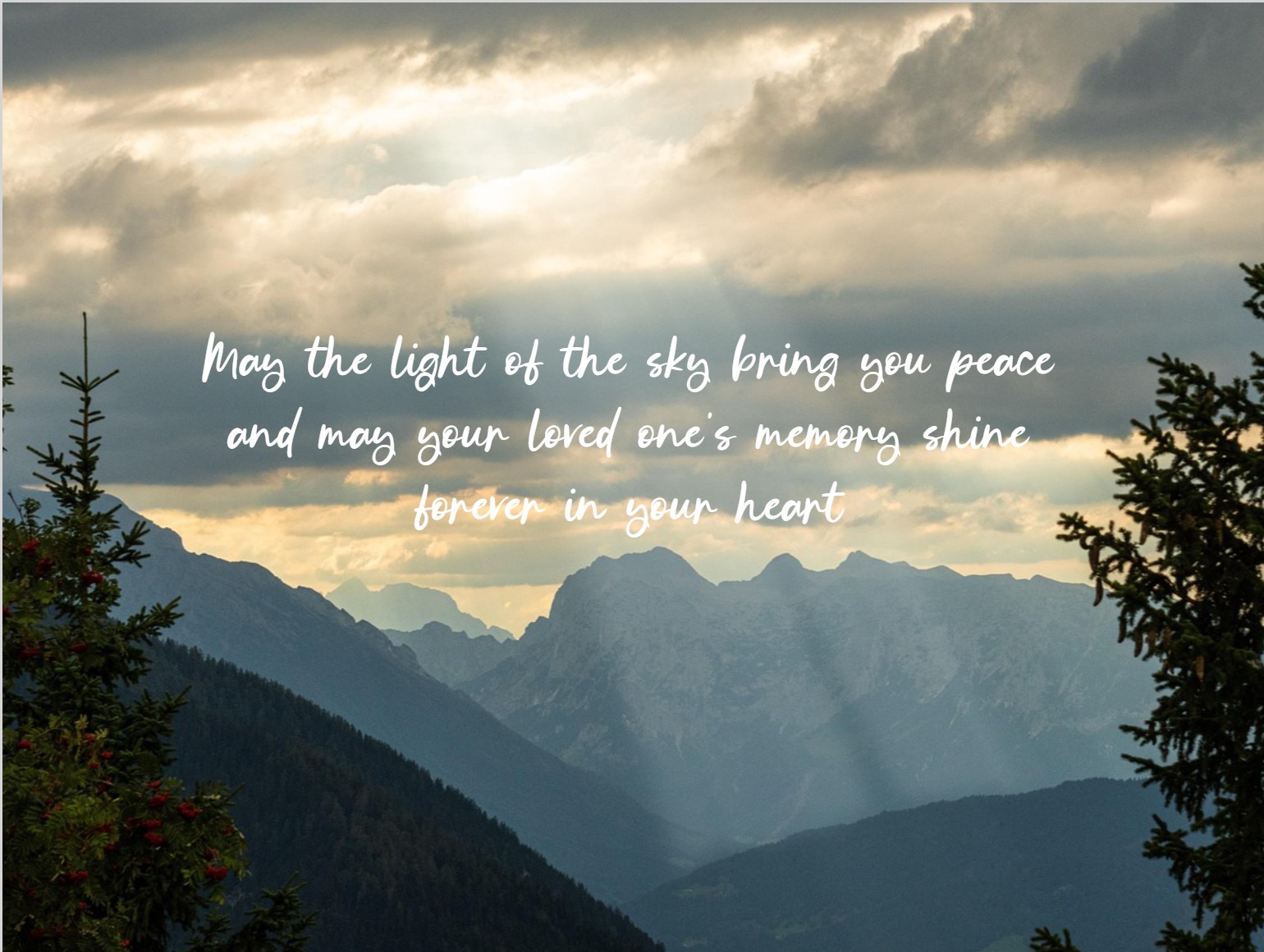 Uplifting sympathy card with bright sky and clouds