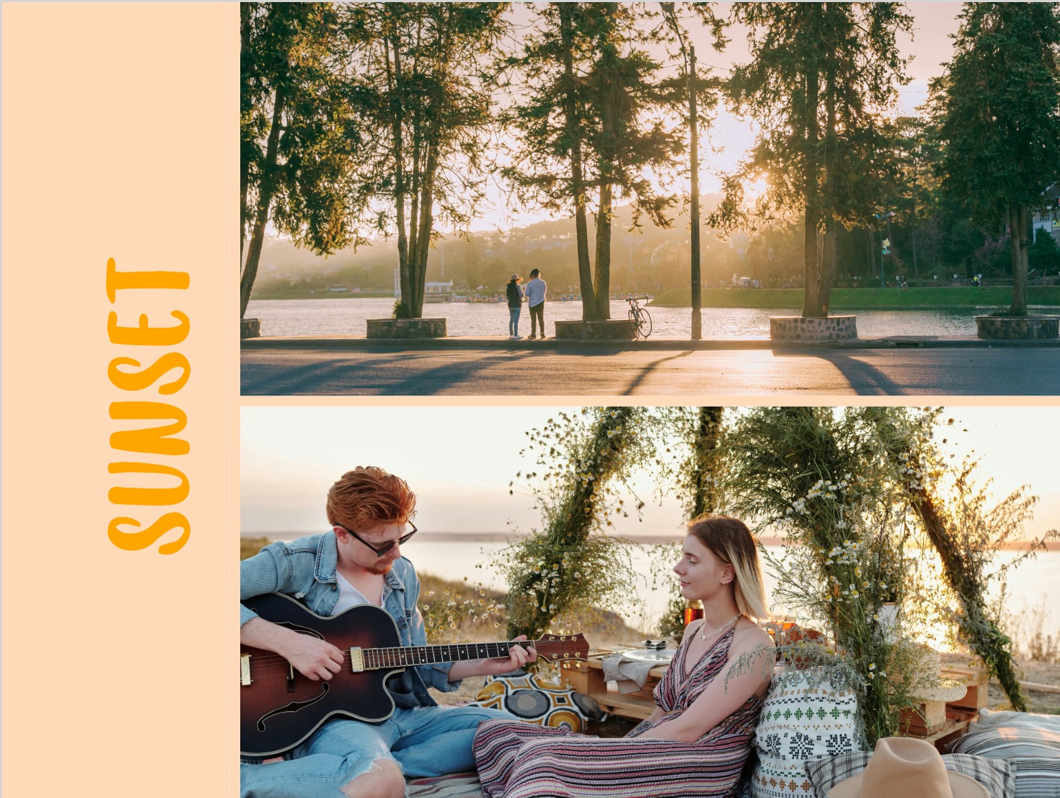 Postkartenvorlage Sonnenuntergang am See personalisieren
