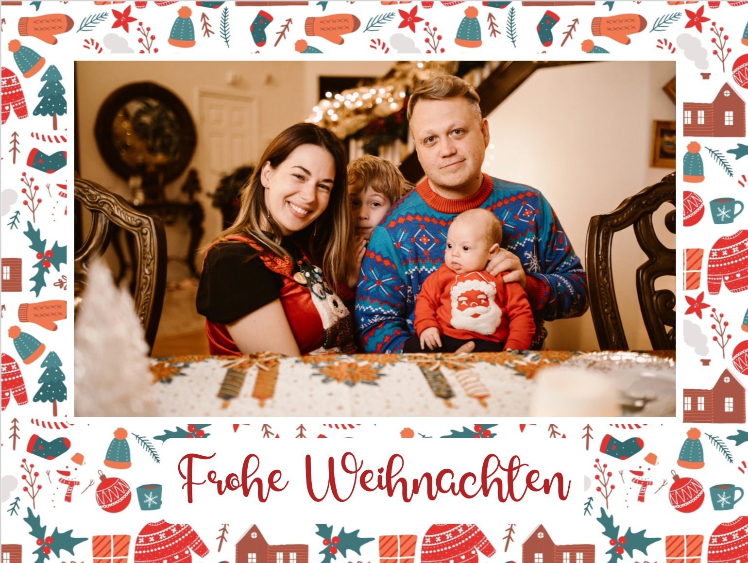 Schlichte und fröhliche Weihnachtskarte zum Versenden