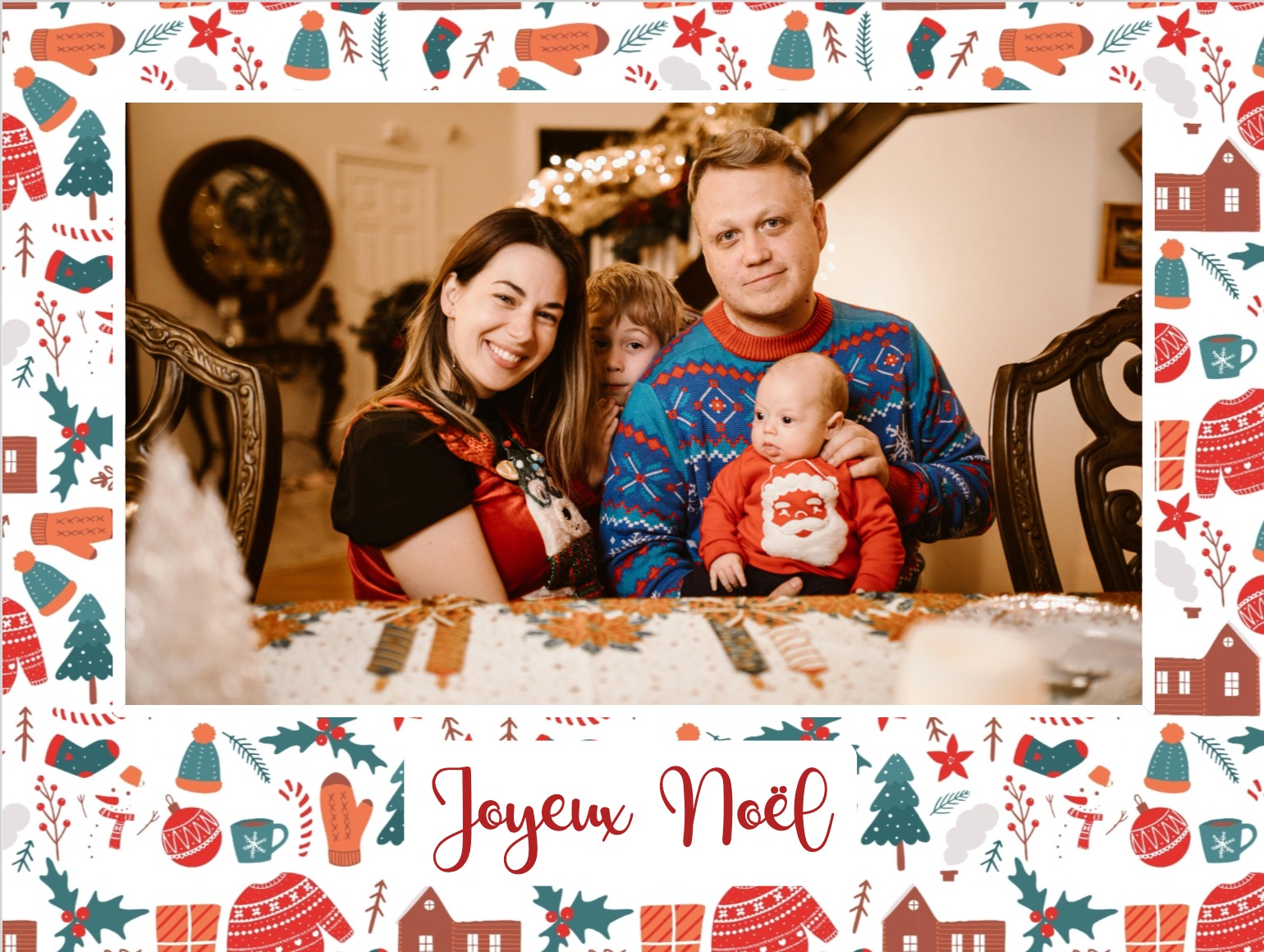 Carte postale de Noël à envoyer, design simple et joyeux