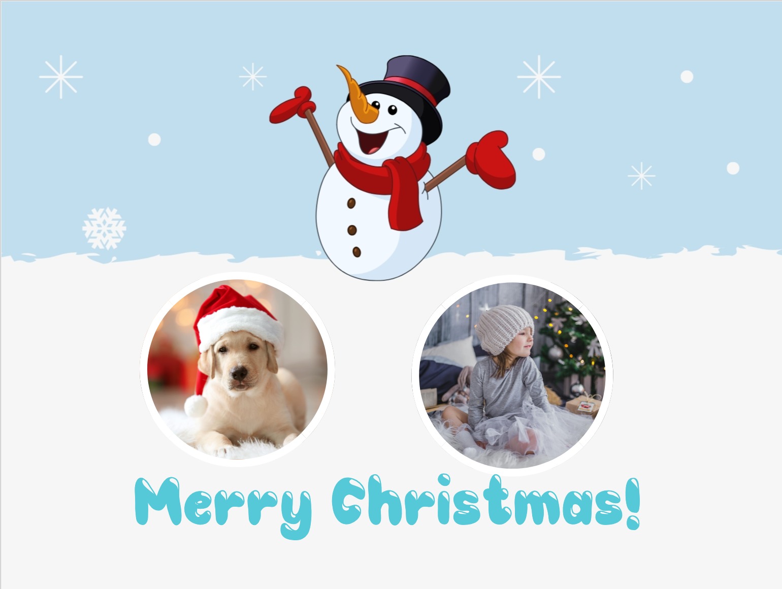Snowy Christmas postcard with warm wishes