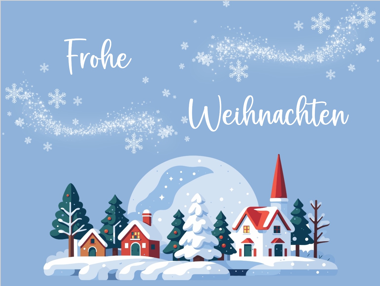 Illustration einer verschneiten Hütte mit Nachthimmel