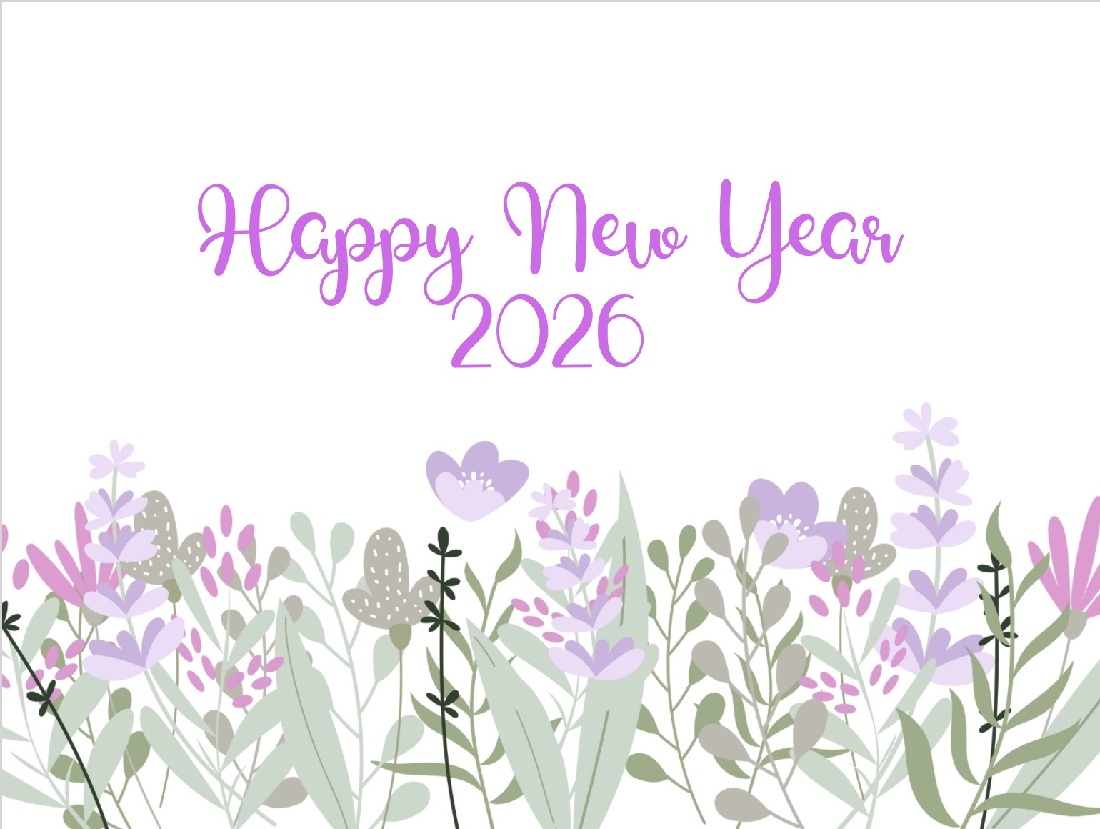 Colourful floral New Year card with positive message