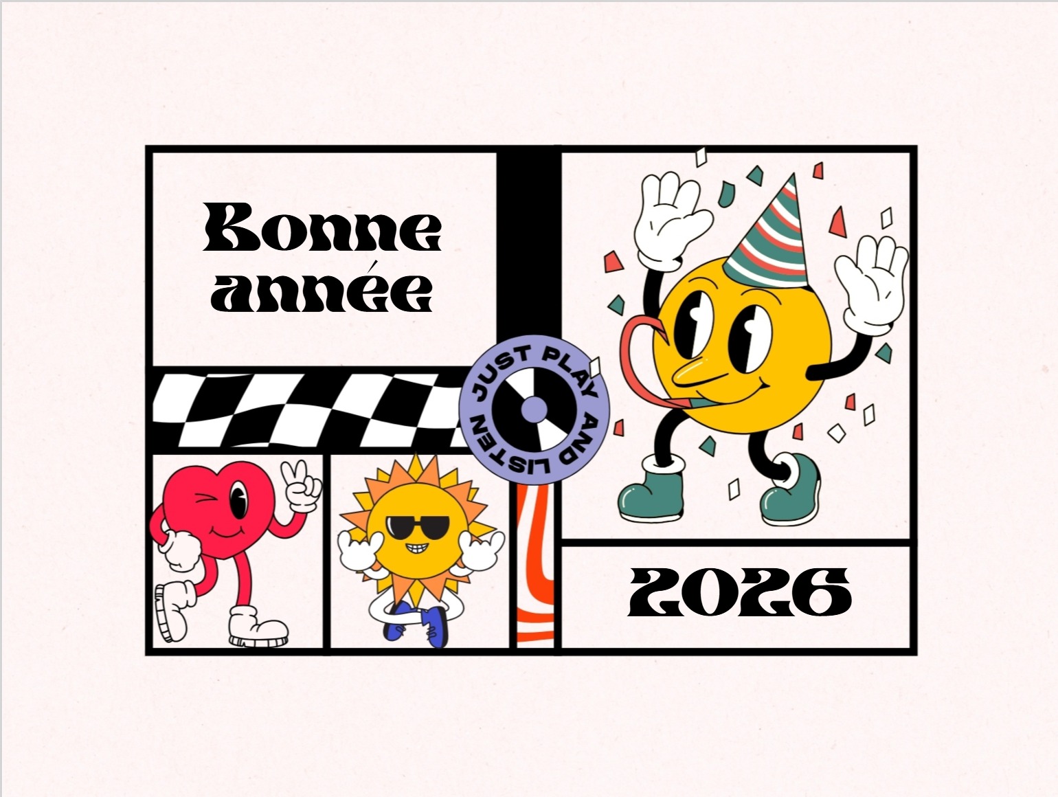 Carte de vœux humoristique avec illustration décalée pour bien commencer l’année