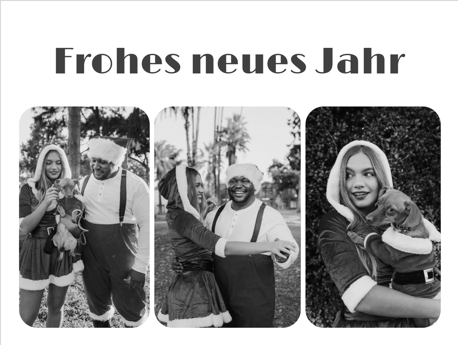 Minimalistische Neujahrskarte in Schwarz-Weiß mit moderner Typografie