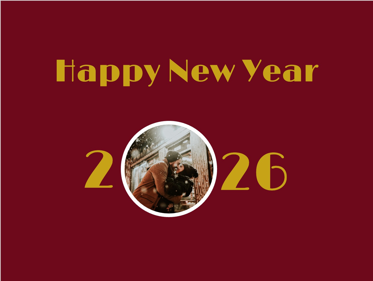 Chic New Year card with gold accents and dark background