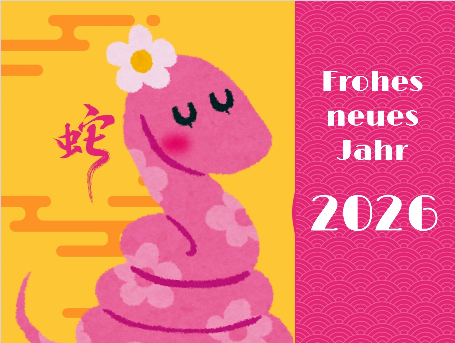 Bunte und festliche Neujahrskarte zum fröhlichen Jahresbeginn