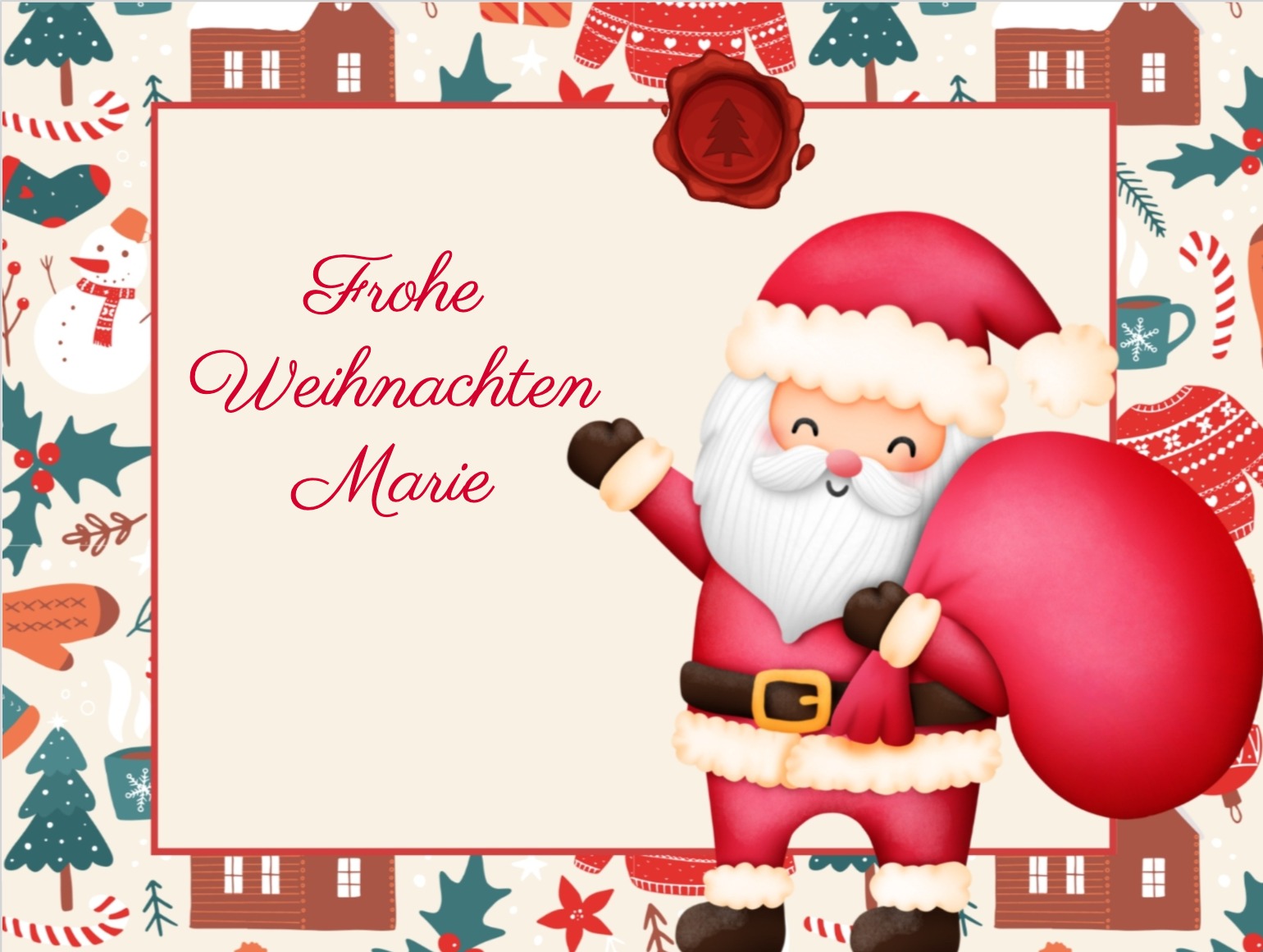 Brief vom Weihnachtsmann mit Vornamen des Kindes