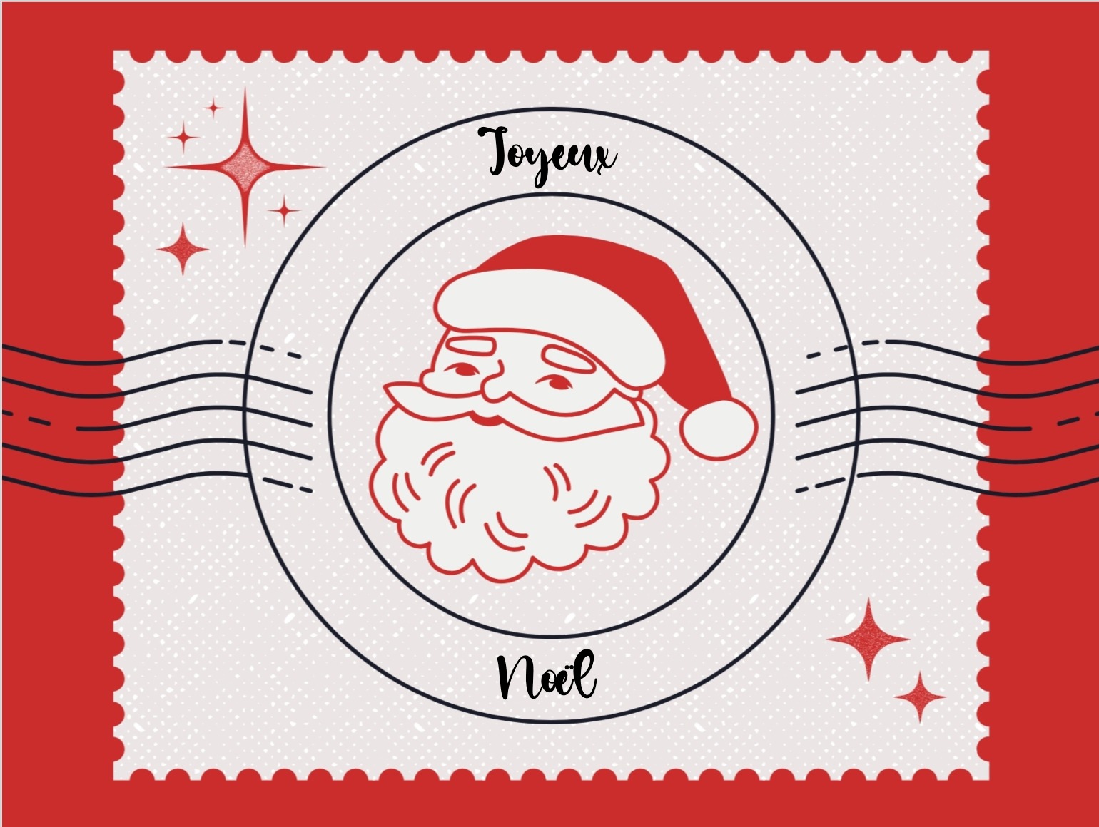 Carte du Père Noël avec faux timbre officiel